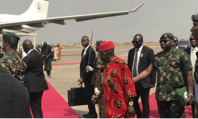 President Bola Ahmed Arriving Enugu State for project inauguration